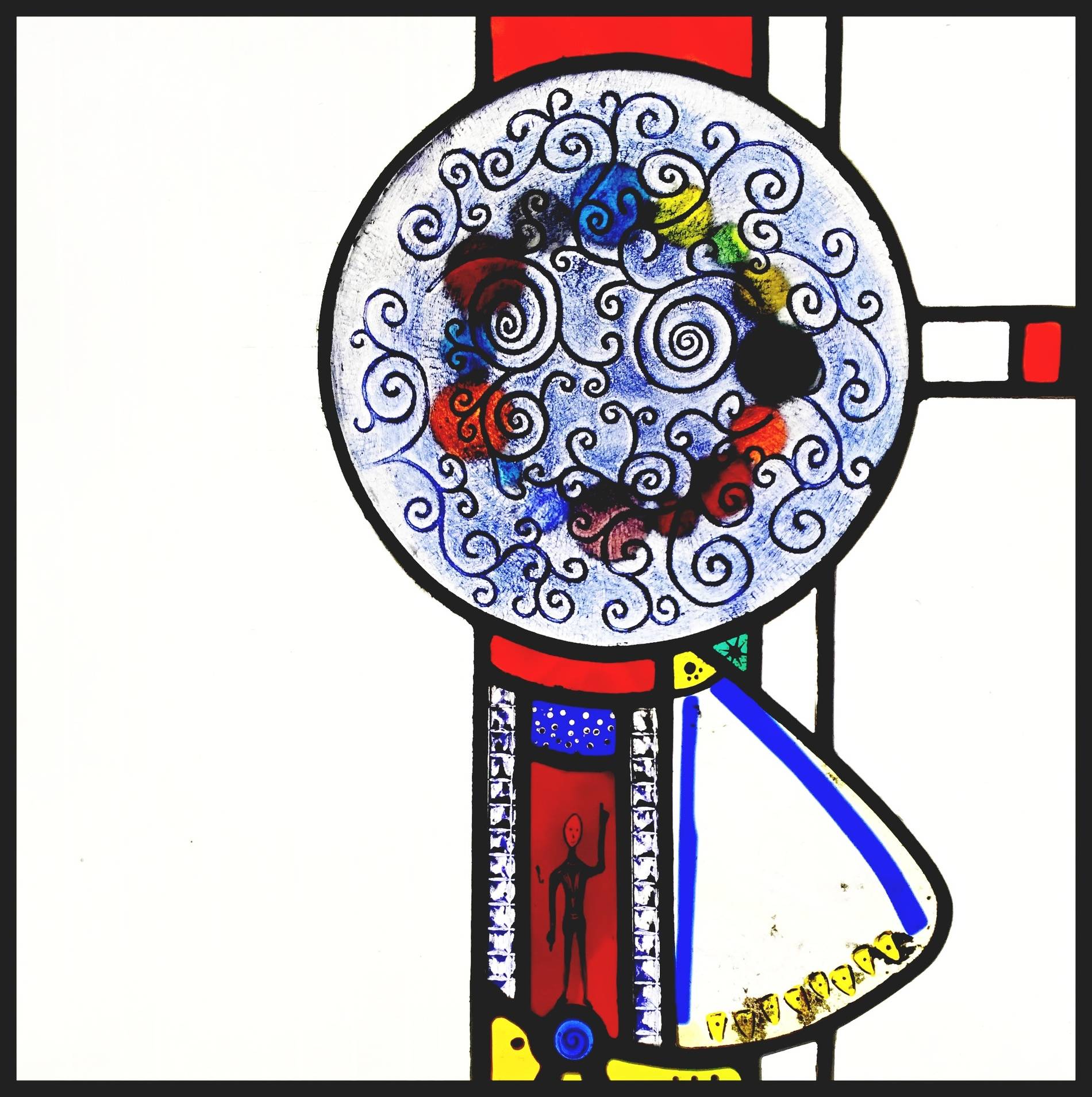 vitrail avec inclusion. verre moderne