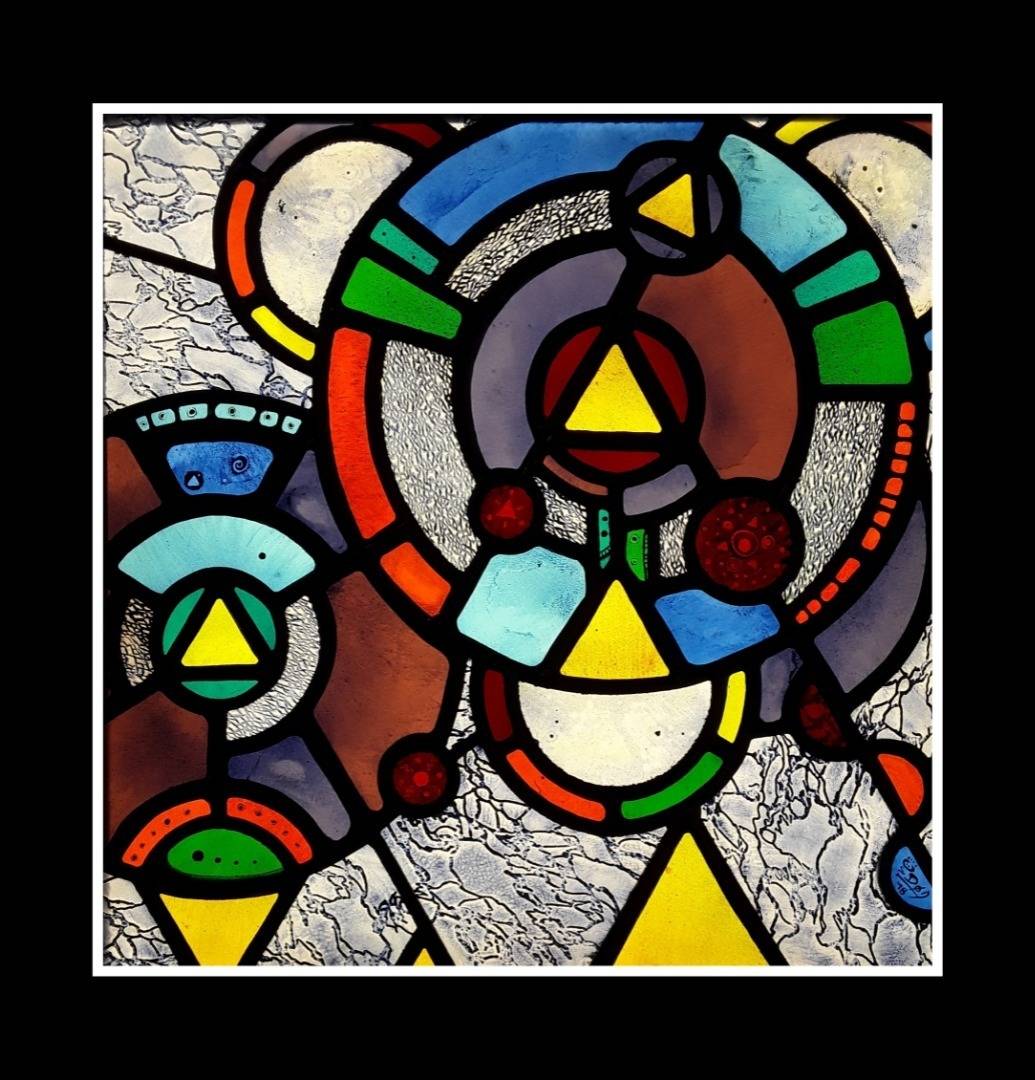 Vitrail original grisaille plomb
