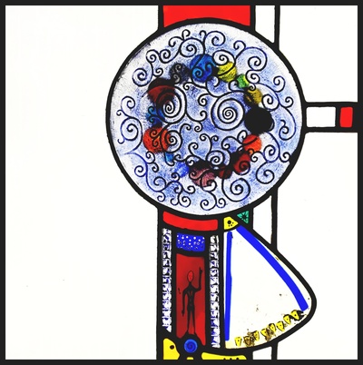 vitrail avec inclusion. verre moderne